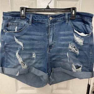 Judy Blue Ripped Blue Jean Shorts
